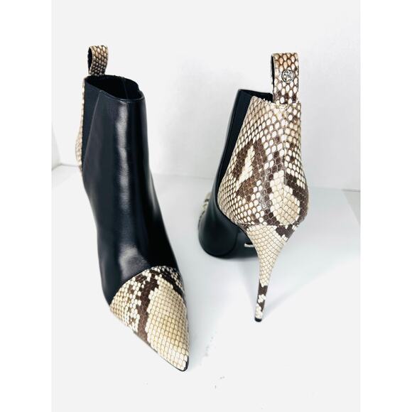 Gucci Black Leather And Roccia Python Pointed Toe Ankle stiletto Boots EU 39.5 - Picture 10 of 11